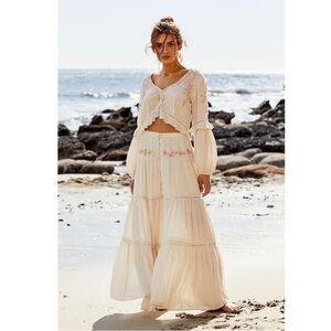 Free People Sweet Surrender Top and Maxi Skirt Set Cream | Women’s Size 8 / M